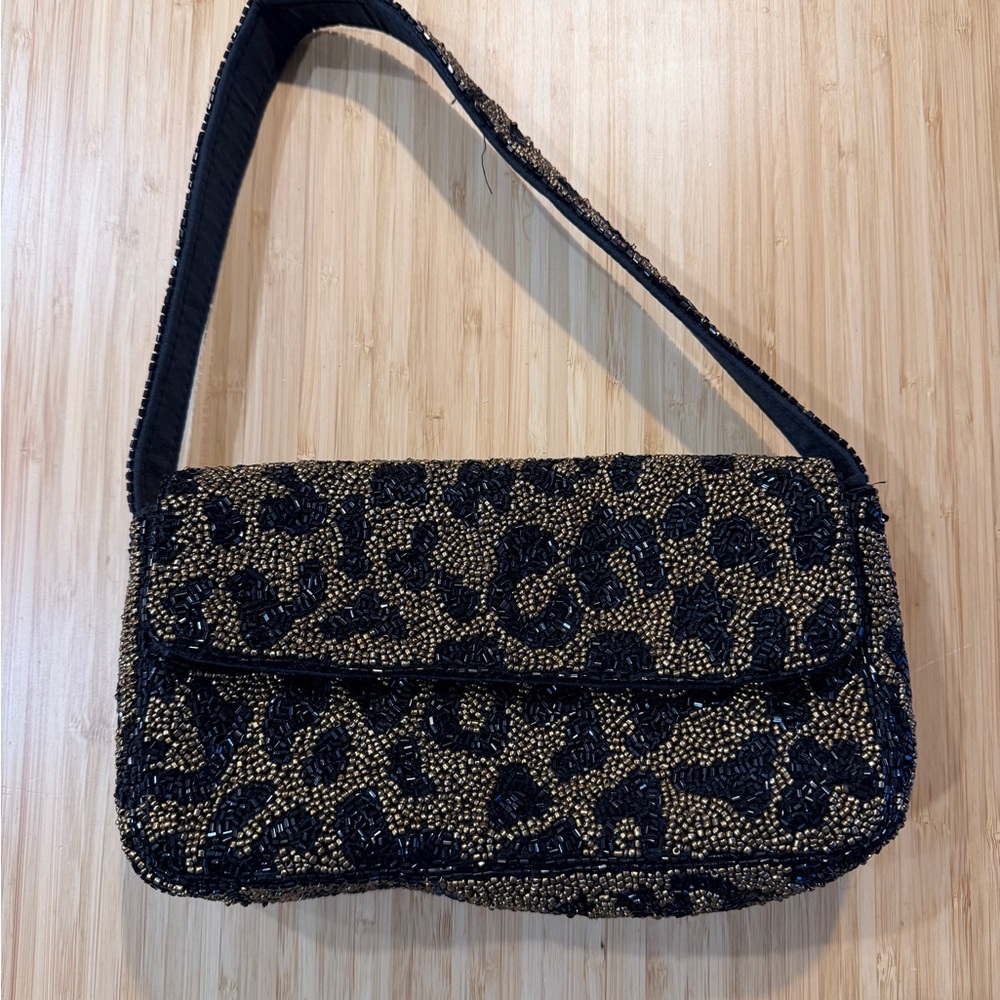 Primark Black and Gold Beaded Shoulder Bag